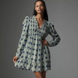 Anthropologie Long-Sleeve V-Neck Ruffle
Mini Dress XL NWT